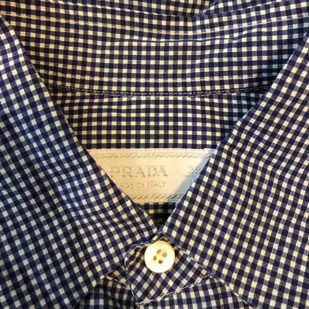 Prada Mens Long sleeve woven gingham Shirt